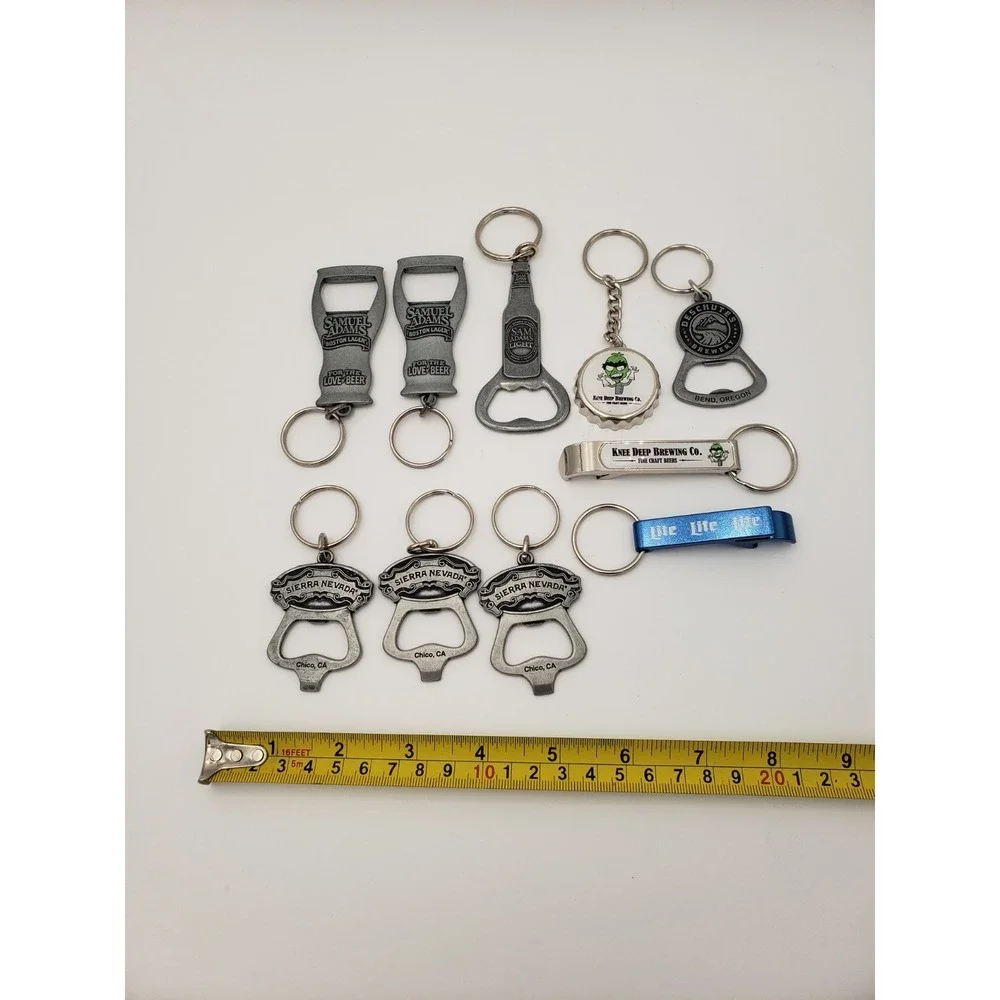 Lot 10 Keychain Bottle Openers Deschutes Sierra Nevada Knee‎ Deep Sam Adams Etc